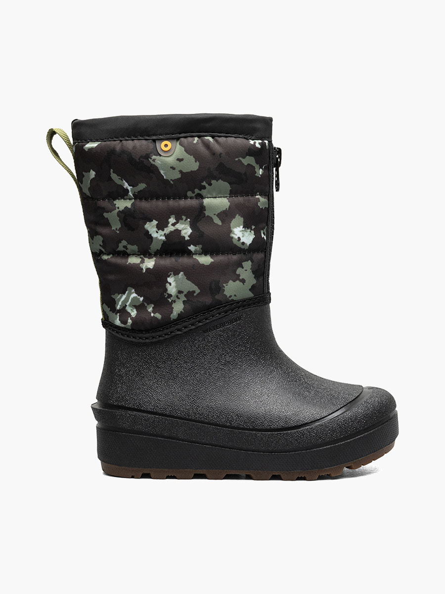 Snow Shell Zip Camo Texture Kids' Winter Boots