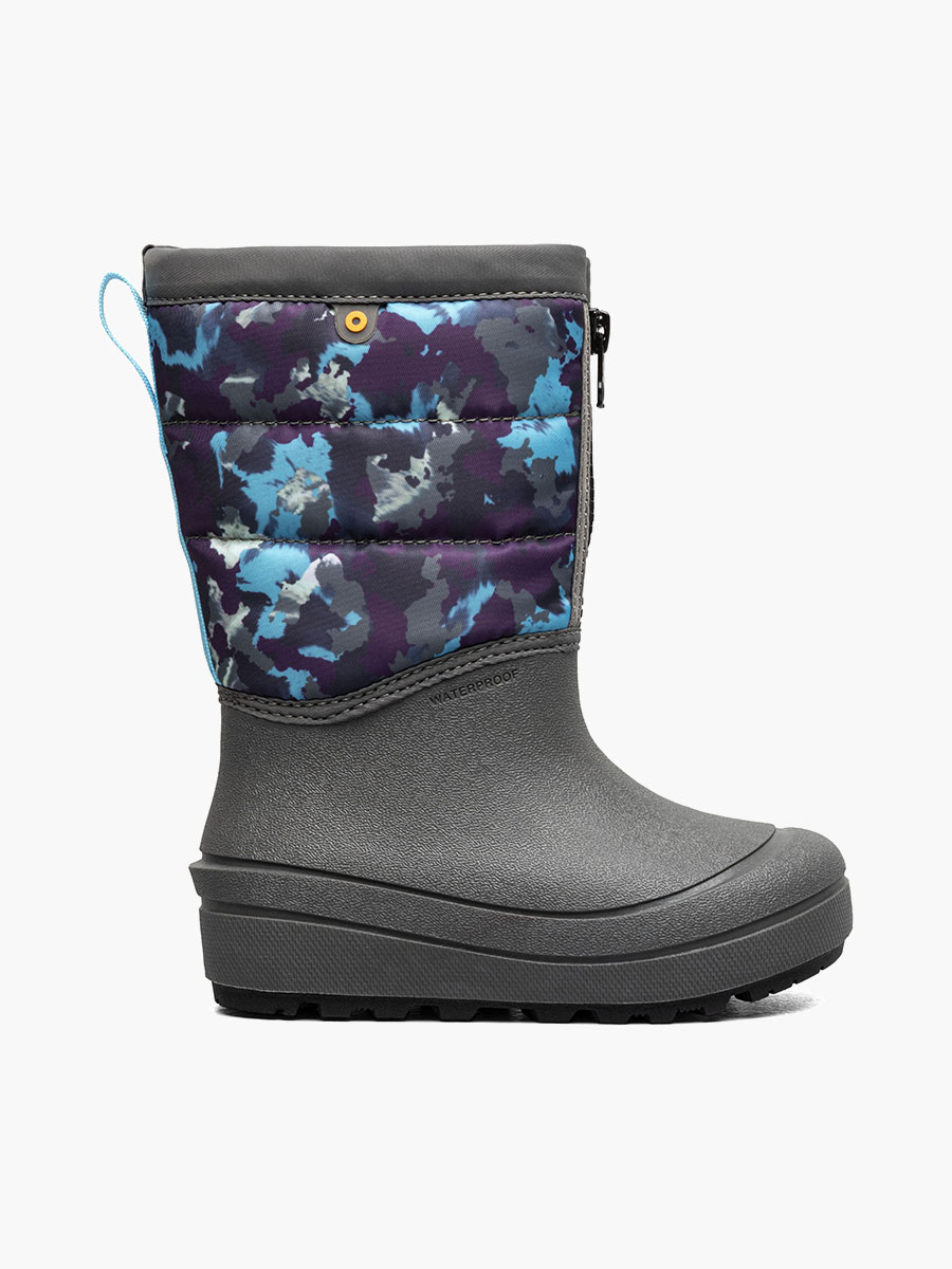 Snow Shell Zip Camo Texture Kids' Winter Boots